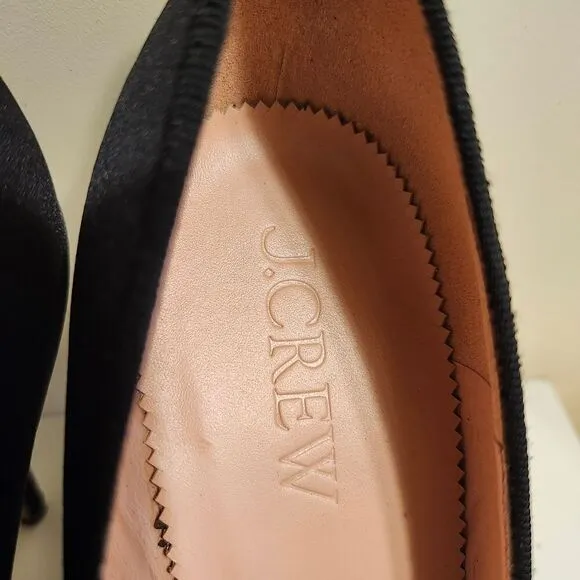 NWT J. Crew Made-in-Italy Collection Black Silk Ballet Pumps Sz.9.5 Ret $268