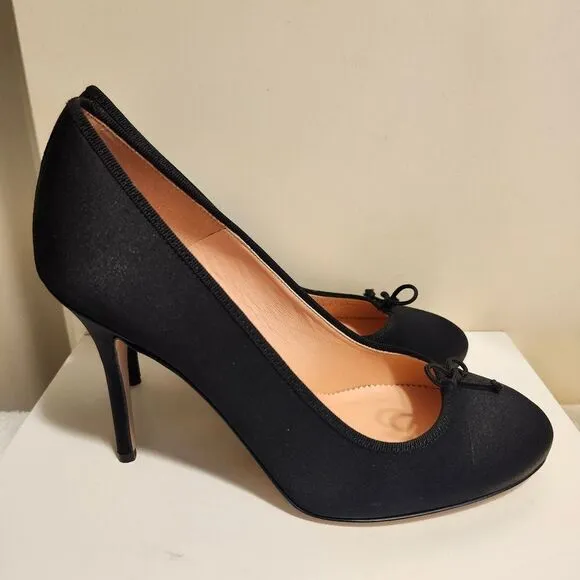 NWT J. Crew Made-in-Italy Collection Black Silk Ballet Pumps Sz.9.5 Ret $268