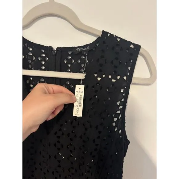 NWT Madewell Eyelet V-Neck Maxi Dress In Black Size 0