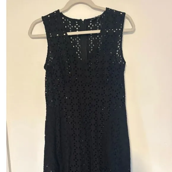 NWT Madewell Eyelet V-Neck Maxi Dress In Black Size 0