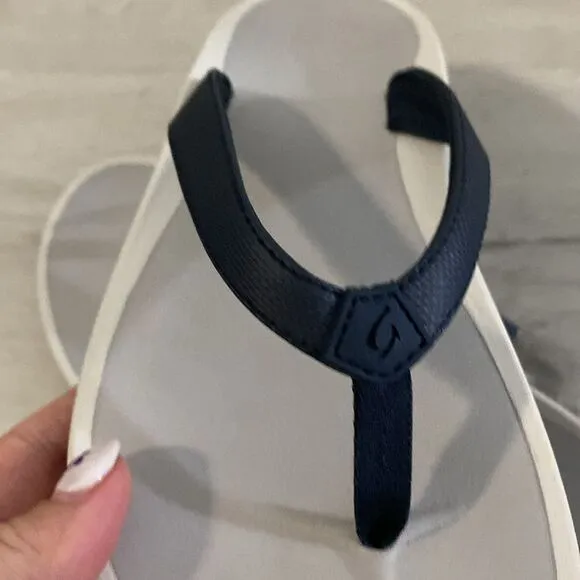 NWT-OLUKAI-Pi'oe Women's Beach Sandals,Water-Resistant-Navy blue and Grey-Size 8