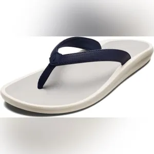 NWT-OLUKAI-Pi'oe Women's Beach Sandals,Water-Resistant-Navy blue and Grey-Size 8