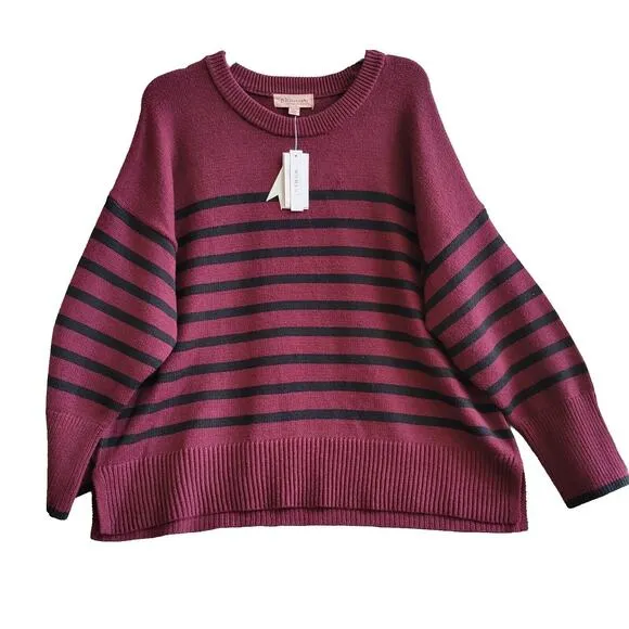 NWT Philosophy Women Red Striped Sweater SZ- 2X Large