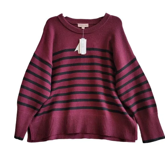 NWT Philosophy Women Red Striped Sweater SZ- 2X Large
