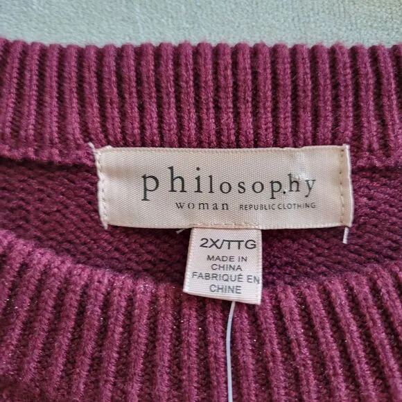 NWT Philosophy Women Red Striped Sweater SZ- 2X Large