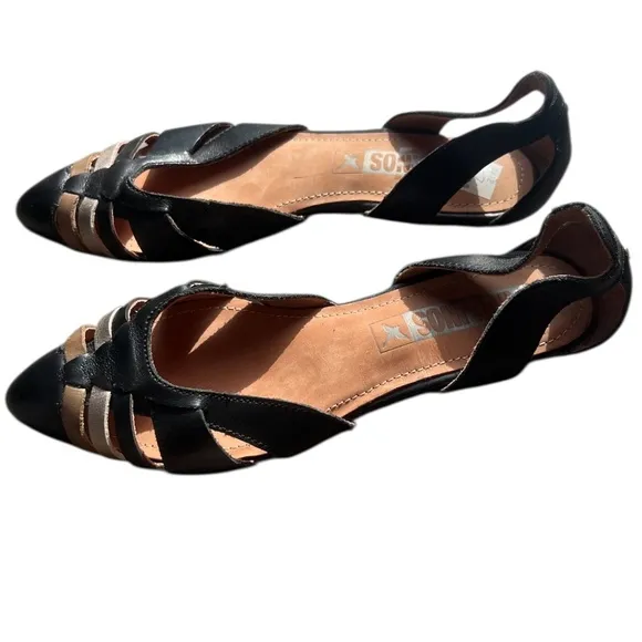 NWT PIKOLINOS Semi-Closed Women's Leather Black Shoes Size 37/ 6.5/7