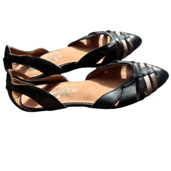 NWT PIKOLINOS Semi-Closed Women's Leather Black Shoes Size 37/ 6.5/7