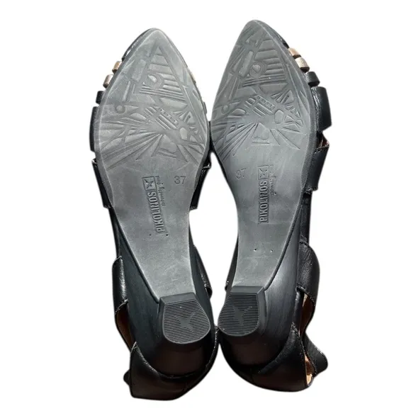 NWT PIKOLINOS Semi-Closed Women's Leather Black Shoes Size 37/ 6.5/7