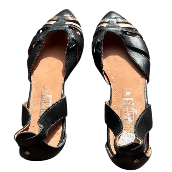 NWT PIKOLINOS Semi-Closed Women's Leather Black Shoes Size 37/ 6.5/7