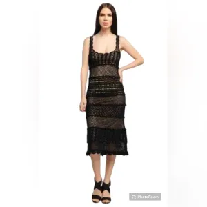 NWT PINKO Crochet black dress