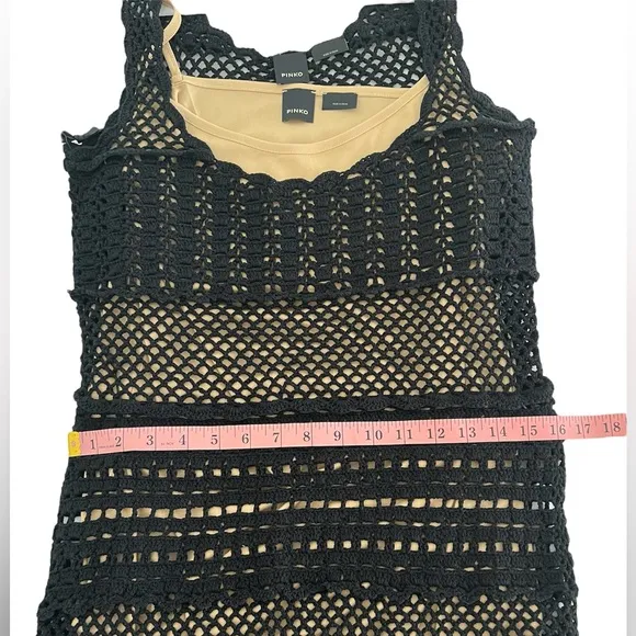 NWT PINKO Crochet black dress
