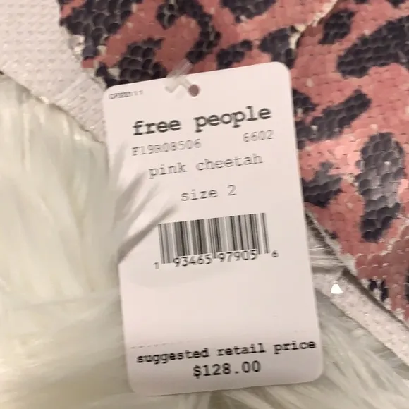 NWT S Free People $128 Pink Cheetah Sequin Mini Skirt NWT