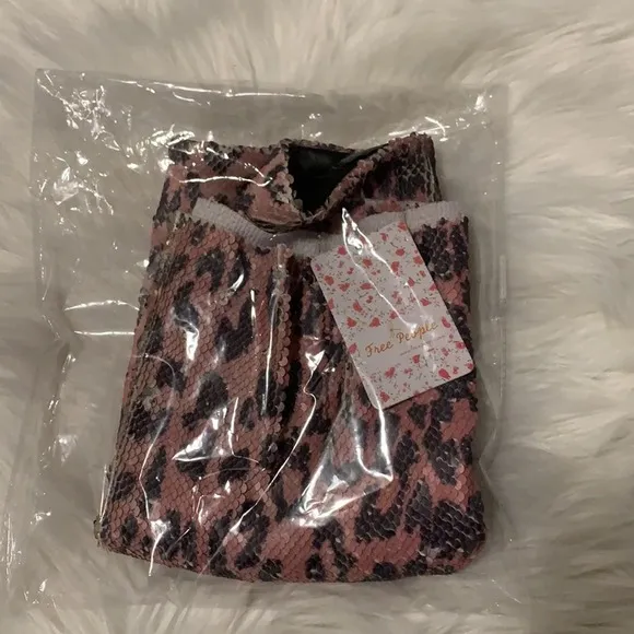 NWT S Free People $128 Pink Cheetah Sequin Mini Skirt NWT