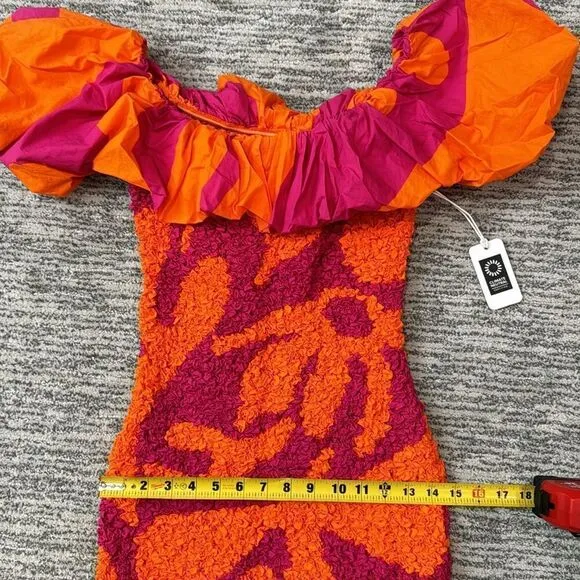 NWT Saylor Ciana Popcorn Midi Dress XS Pink/Orange Floral