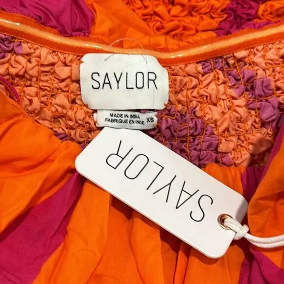 NWT Saylor Ciana Popcorn Midi Dress XS Pink/Orange Floral