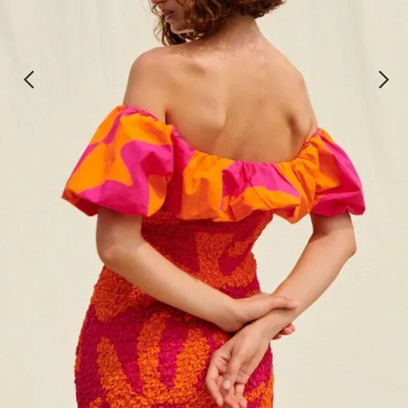 NWT Saylor Ciana Popcorn Midi Dress XS Pink/Orange Floral