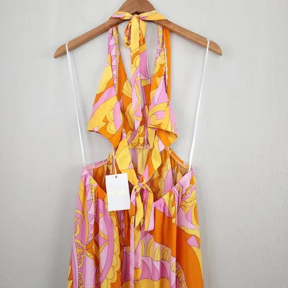 NWT Show Me Your Mumu Marisol Pink Orange Flowy Maxi Dress