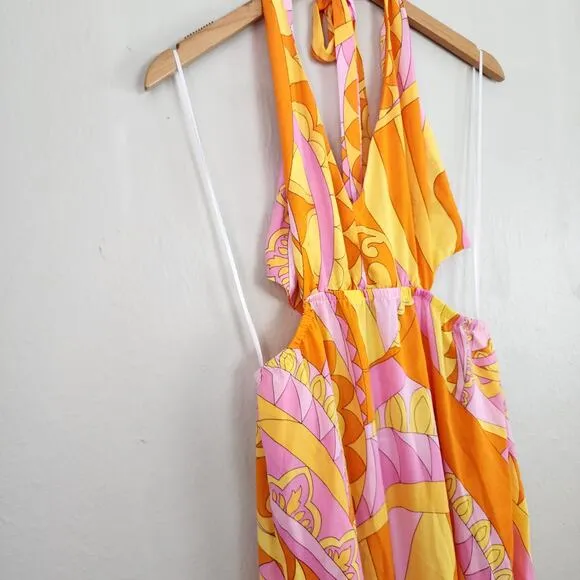 NWT Show Me Your Mumu Marisol Pink Orange Flowy Maxi Dress