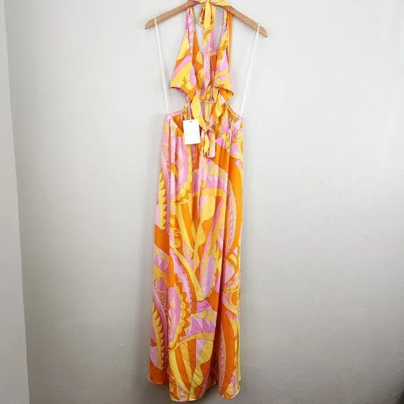 NWT Show Me Your Mumu Marisol Pink Orange Flowy Maxi Dress