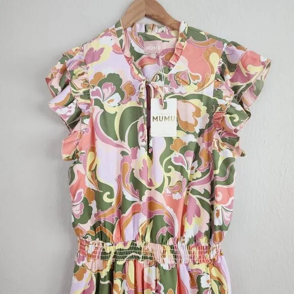 NWT Show Me Your Mumu Wild Dreams Retro Ruffle Mini Dress