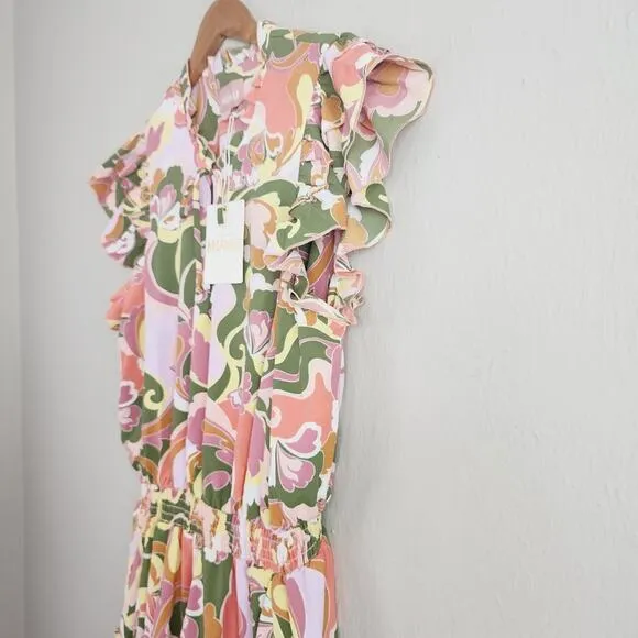 NWT Show Me Your Mumu Wild Dreams Retro Ruffle Mini Dress