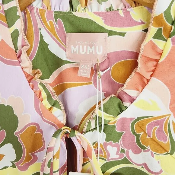 NWT Show Me Your Mumu Wild Dreams Retro Ruffle Mini Dress