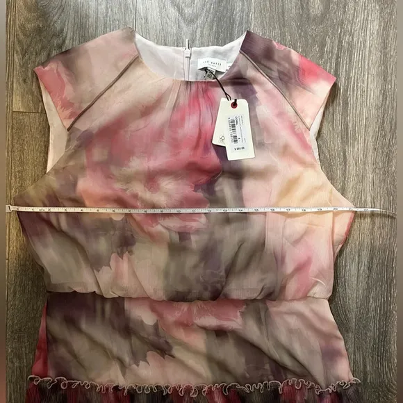 NWT Ted Baker London Amorita BlurredFloral Print Waisted Sleeveless Mini Dress
