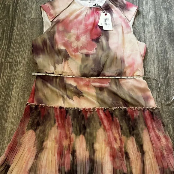 NWT Ted Baker London Amorita BlurredFloral Print Waisted Sleeveless Mini Dress
