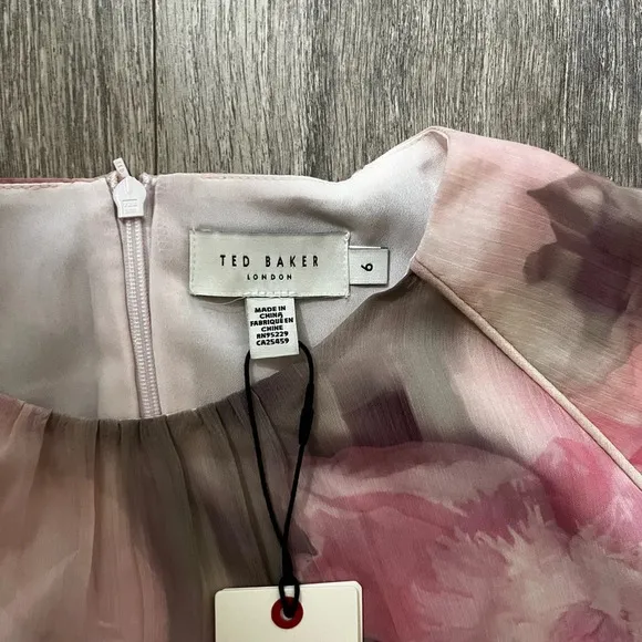 NWT Ted Baker London Amorita BlurredFloral Print Waisted Sleeveless Mini Dress