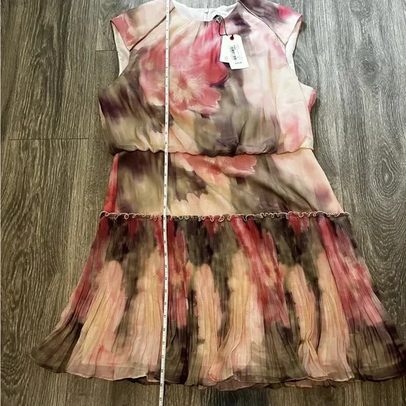 NWT Ted Baker London Amorita BlurredFloral Print Waisted Sleeveless Mini Dress