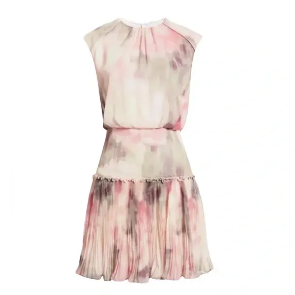 NWT Ted Baker London Amorita BlurredFloral Print Waisted Sleeveless Mini Dress