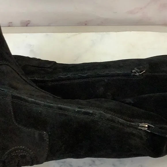 NWT Tory Burch Knee High Black Suede Combat Sole Boots Size 10.5