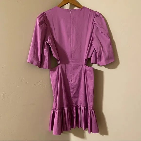 NWT Veronica Beard Iker Puff Sleeve Cut Out Dress Vivid Orchid 4