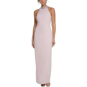 NWT Vince Camuto Halterneck Embellished dress has a high-cut hemline s…