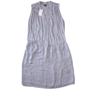 NWT Vince Shirred Shoulder in Lavender Purple Washed Satin Shift Dress L $365