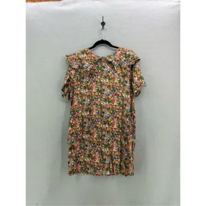 NWT Project Womens Multicolor Ruffle Short Sleeve Mini Shift Dress Size Medium