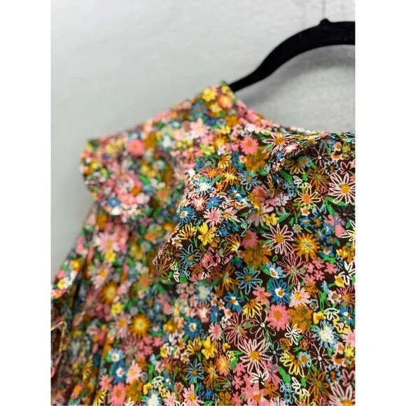 NWT Project Womens Multicolor Ruffle Short Sleeve Mini Shift Dress Size Medium