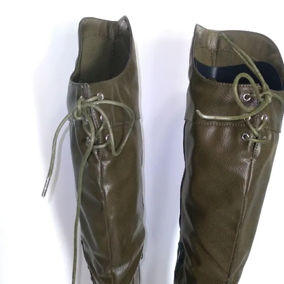 Olive Green Knee High Boots