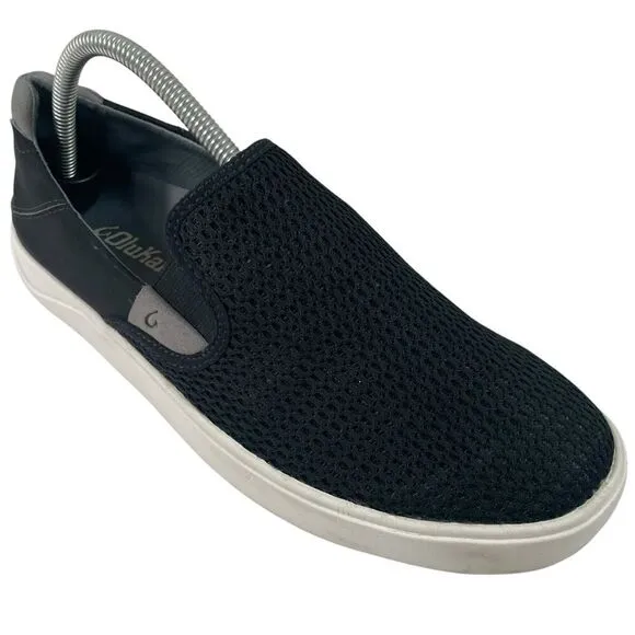 OluKai Lae'Ahi Mens Size 8 Black Casual Slip On Sneaker Shoes