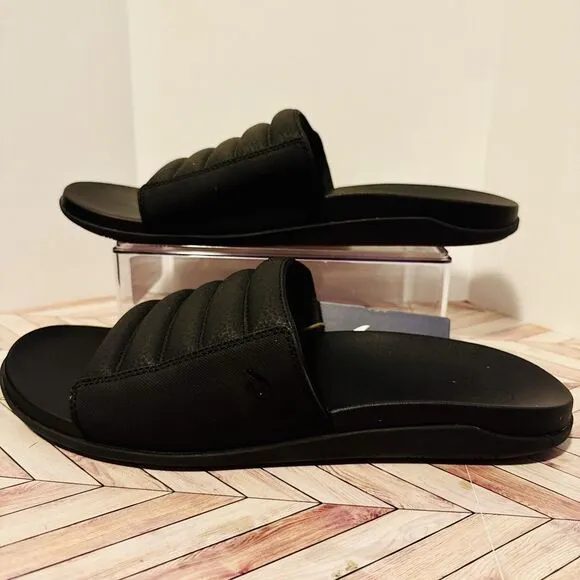 Olukai Maha 'Olu Men's 14 Recovery Slide Black Sandals Beach Pool 10517-4040