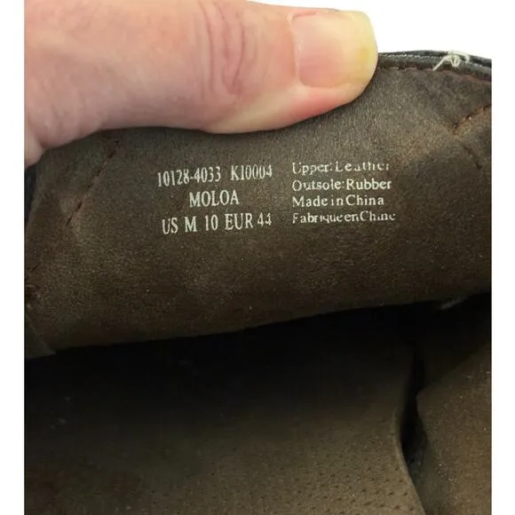 OluKai Moloa Waxed Nubuck Leather Slip On Shoes 10 Men Black Beach Hawaii Casual