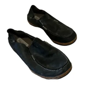 OluKai Moloa Waxed Nubuck Leather Slip On Shoes 10 Men Black Beach Hawaii Casual