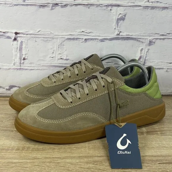 Olukai Punini Court Shoes Men's 9 Suede Gum Casual Sneakers Clay Lemon Grass NEW