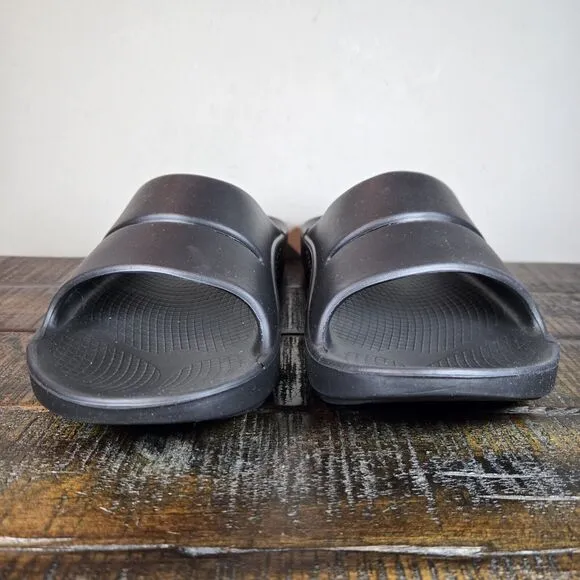Oofos OOahh Mens Size 10 Womens 12 Recovery Slip-On Slides Sandals Black