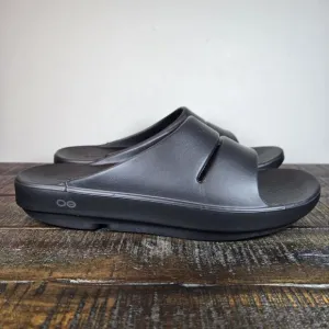 Oofos OOahh Mens Size 10 Womens 12 Recovery Slip-On Slides Sandals Black