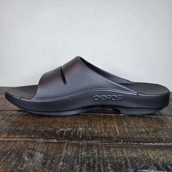 Oofos OOahh Mens Size 10 Womens 12 Recovery Slip-On Slides Sandals Black