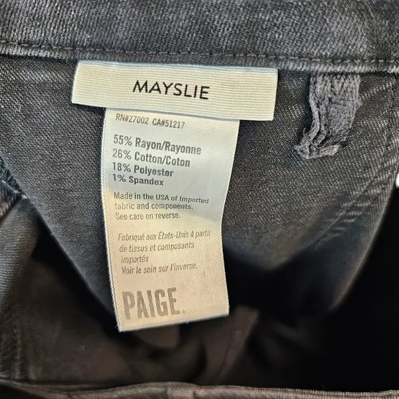 Paige Womens Mayslie Jogger Jeans Sz 32 Black Ankle Zip Casual Stretch Comfort