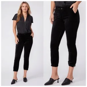 Paige Womens Mayslie Jogger Jeans Sz 32 Black Ankle Zip Casual Stretch Comfort