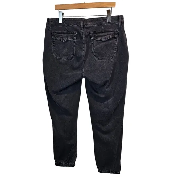 Paige Womens Mayslie Jogger Jeans Sz 32 Black Ankle Zip Casual Stretch Comfort