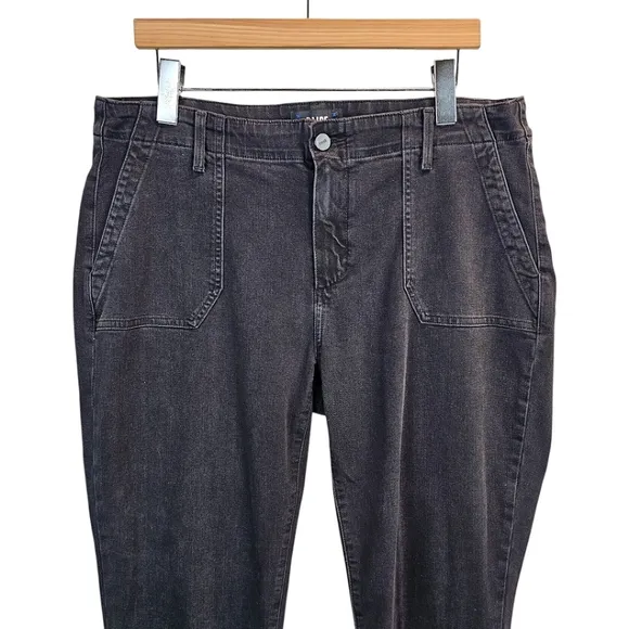 Paige Womens Mayslie Jogger Jeans Sz 32 Black Ankle Zip Casual Stretch Comfort
